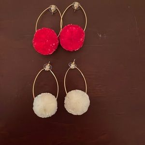 Red and White statement earrings